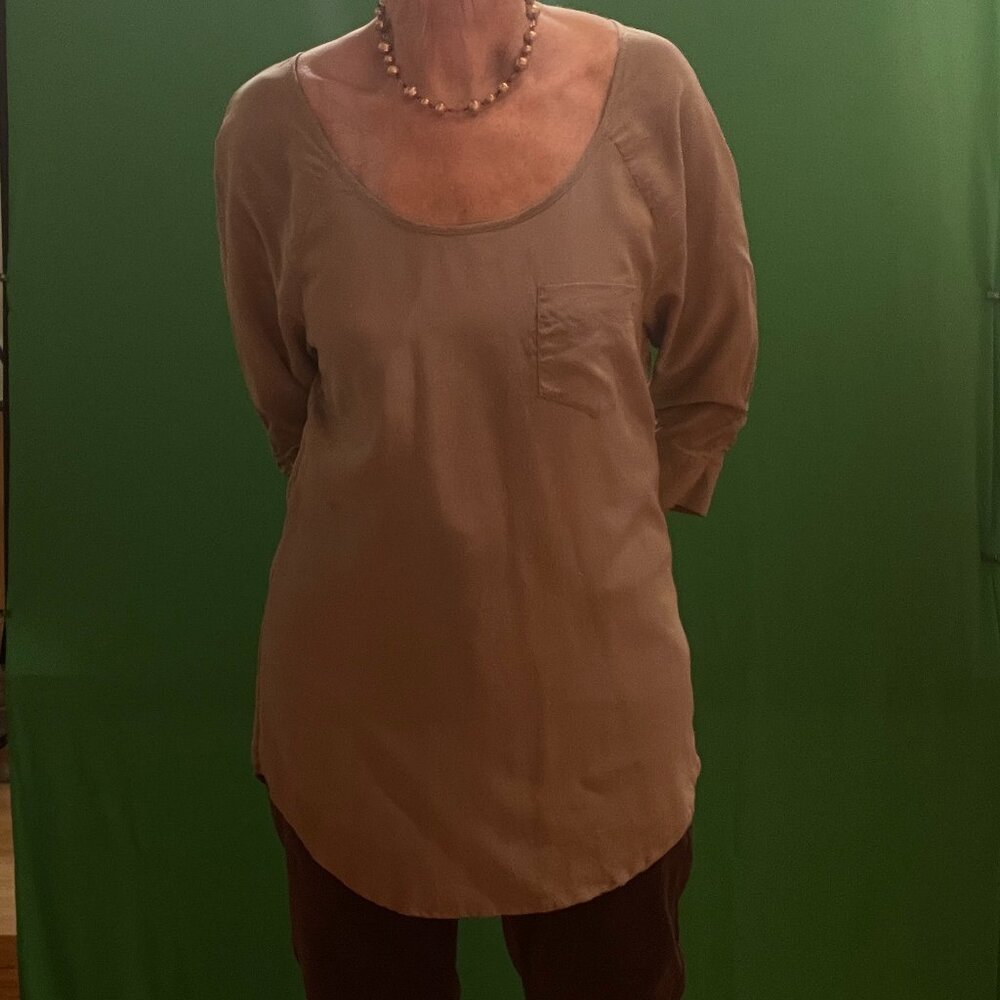 Soft Surroundings Taupe Silk Top, Size XS